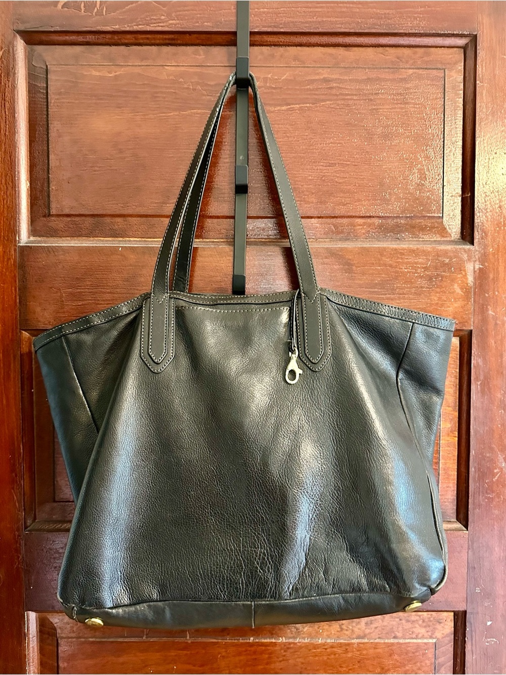 Fossil 1954 Black Leather Shoulder Tote Bag